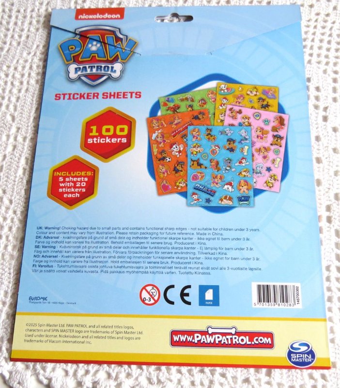 Paw Patrol stickers 5 ark
