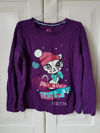Lila långärmad t-shirt för flickor Storlek 110-116